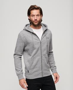 Superdry Mannen Essential Logo Hoodie met Rits Grijs