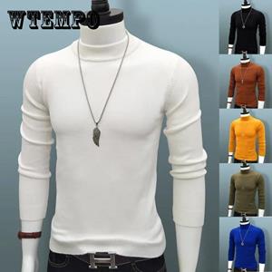 WTEMPO Sweater Men's Half-high Collar Autumn and Winter Models Trend Solid Color Autumn Knit Sweater Middle Collar Bottoming Shirt