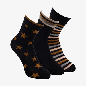 Scapino 3 paar middellange kinder sokken zwart/bruin