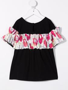 Andorine Top met bloemenprint - Zwart