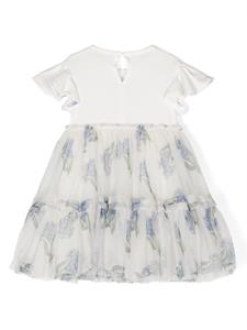 Monnalisa Jurk met bloemenprint - Wit