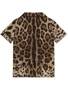 dolce&gabbanakids Dolce & Gabbana Kids Zijden shirt met luipaardprint - Bruin