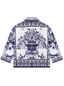 dolce&gabbanakids Dolce & Gabbana Kids Popeline shirt met print - Blauw