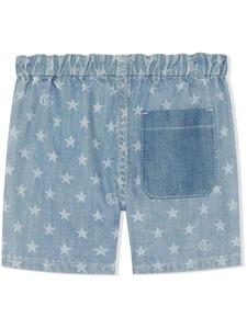 guccikids Gucci Kids Spijkershorts met sterrenprint - Blauw