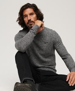 Superdry Mannen Essential Slim-fit Trui met Ronde Hals Donkergrijs