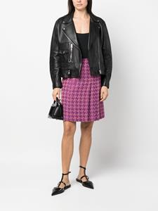 chanelpre-owned CHANEL Pre-Owned Plooirok met pied-de-poule print - Roze