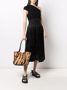 a.n.g.e.l.o.vintagecult A.N.G.E.L.O. Vintage Cult 2000s gestreepte gesmockte midi-rok - Zwart
