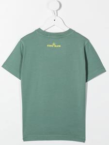 stoneislandjunior Stone Island Junior T-shirt met vingerprint - Groen