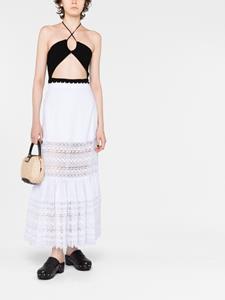 charoruizibiza Charo Ruiz Ibiza Violet lace-detail ruffled maxi skirt - Wit