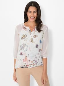 Chiffonblouse in ecru geprint van heine