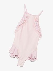 Badpak met ruche afwerking - Roze