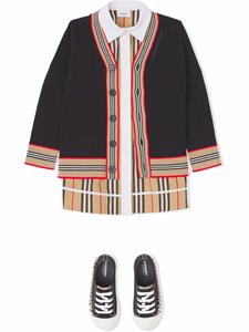 burberrykids Burberry Kids Vest met gestreepte afwerking - Zwart
