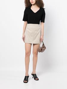 0711 Mini-rok van wolmix - Beige