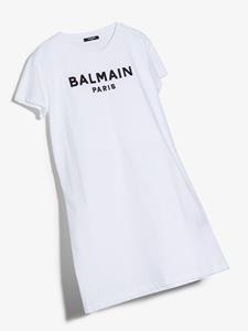 balmainkids Balmain Kids T-shirtjurk met logoprint - Wit