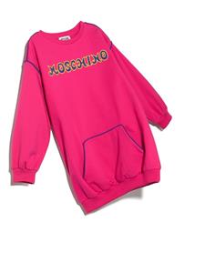 moschinokids Moschino Kids Sweaterjurk met geborduurd logo - Roze