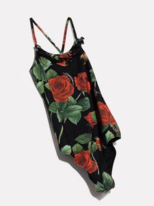 dolce&gabbanakids Dolce & Gabbana Kids Badpak met roosprint - Zwart