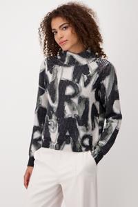 Monari Kapuzenpullover Pullover, stone gemustert