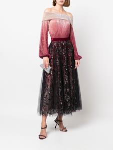 talbotrunhof Talbot Runhof Midi-rok met pailletten - Rood