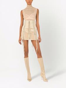 dolce&gabbana Dolce & Gabbana Jersey mini-rok met veters - Beige