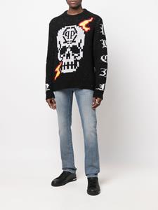 philippplein Philipp Plein Trui met doodskop detail - Zwart