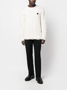 philippplein Philipp Plein Kabelgebreide trui - Wit