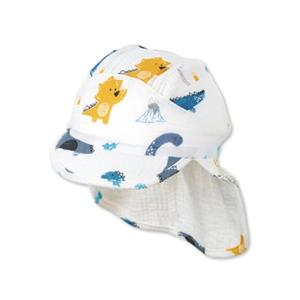 Sterntaler Takkepet met nekbescherming Dinos ecru