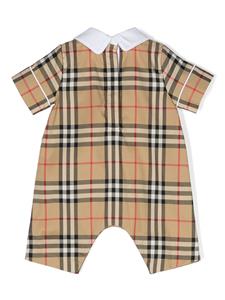 Burberry Kids Geruite romper - Bruin