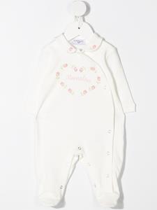Monnalisa Romper met roosprint - Wit