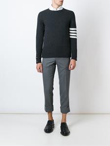 thombrowne Thom Browne Crewneck Pullover With 4-Bar Stripe In Dark Grey Cashmere - Grijs