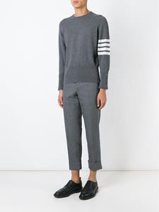 Thom Browne Crewneck Pullover With 4-Bar Stripe In Medium Grey Cashmere - Grijs