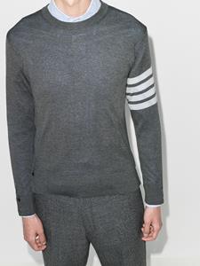 thombrowne Thom Browne Crewneck Pullover With 4-Bar Stripe In Medium Grey Merino - Grijs