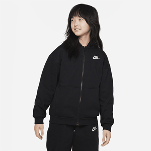 Nike Sportswear Club Fleece oversized hoodie met rits over de hele lengte voor meisjes - Zwart