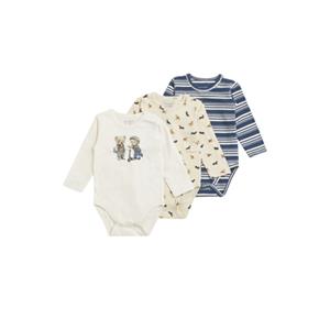 HUST and CLAIRE Hust & Claire rompertje met lange mouwen Bertram White sand 3-pack