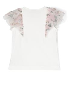 Monnalisa T-shirt met bloemenprint - Wit