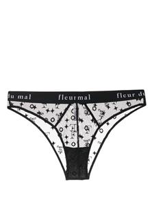 fleurdumal Fleur Du Mal Cheeky slip met geborduurd monogram - Zwart