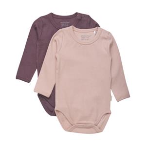 Minymo Rompertje met lange mouwen 2-pack Misty Rose