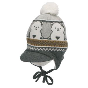 Sterntaler Pom-pom muts beer zilver melange