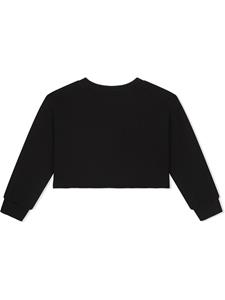 dolce&gabbanakids Dolce & Gabbana Kids Katoenen hoodie met geborduurd logo - Zwart