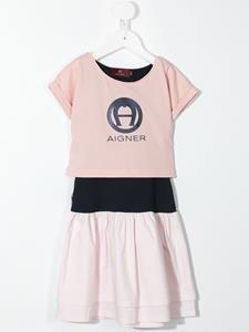 Aigner Kids Gelaagde T-shirtjurk - Roze