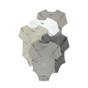 kindsgard Wrap-around Romper trunder 5-pack lange mouw grijs