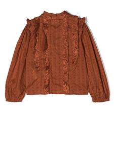 Blouse met ruches - Bruin