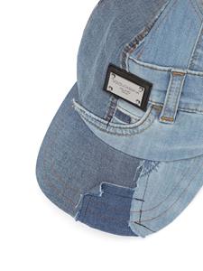 dolce&gabbanakids Dolce & Gabbana Kids Honkbalpet van spijkerstof met logo-label - Blauw