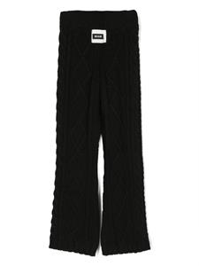 MSGM Kids Kabelgebreide broek - Zwart