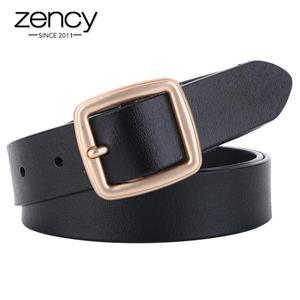 Zency Women Belts Luxury Brand 100% Genuine Leather High Quality Fashion Pin Buckle Waist Belt For Jeans Black White Brown