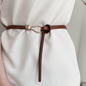 Tongjji-Daily necessities Fijne riem dames decoratieve riem mode met jurken trui taille bruin