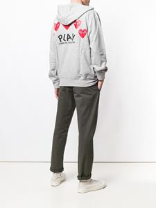 Comme Des Garçons Play zipped hooded jacket - Grijs