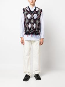maisonmargiela Maison Margiela Intarsia vest met uitgesneden details - Blauw