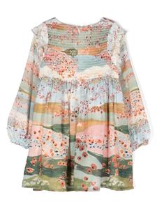 chloékids Chloé Kids Jurk met grafische print - Groen