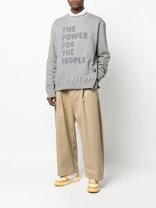 The Power For The People Sweater met logoprint - Grijs