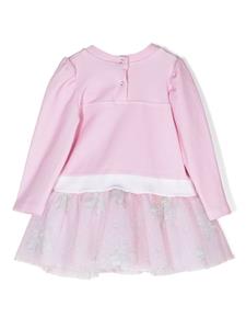 Monnalisa Jurk met geborduurd logo - Roze